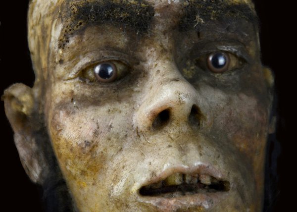 Wax head of a neanderthal, created for a British Museum display (provenance not confirmed), c. 1950 (photo courtesy of the Museum of Fear and Wonder) Wax head of a neanderthal, created for a British Museum display (provenance not confirmed), c. 1950 (photo courtesy of the Museum of Fear and Wonder)